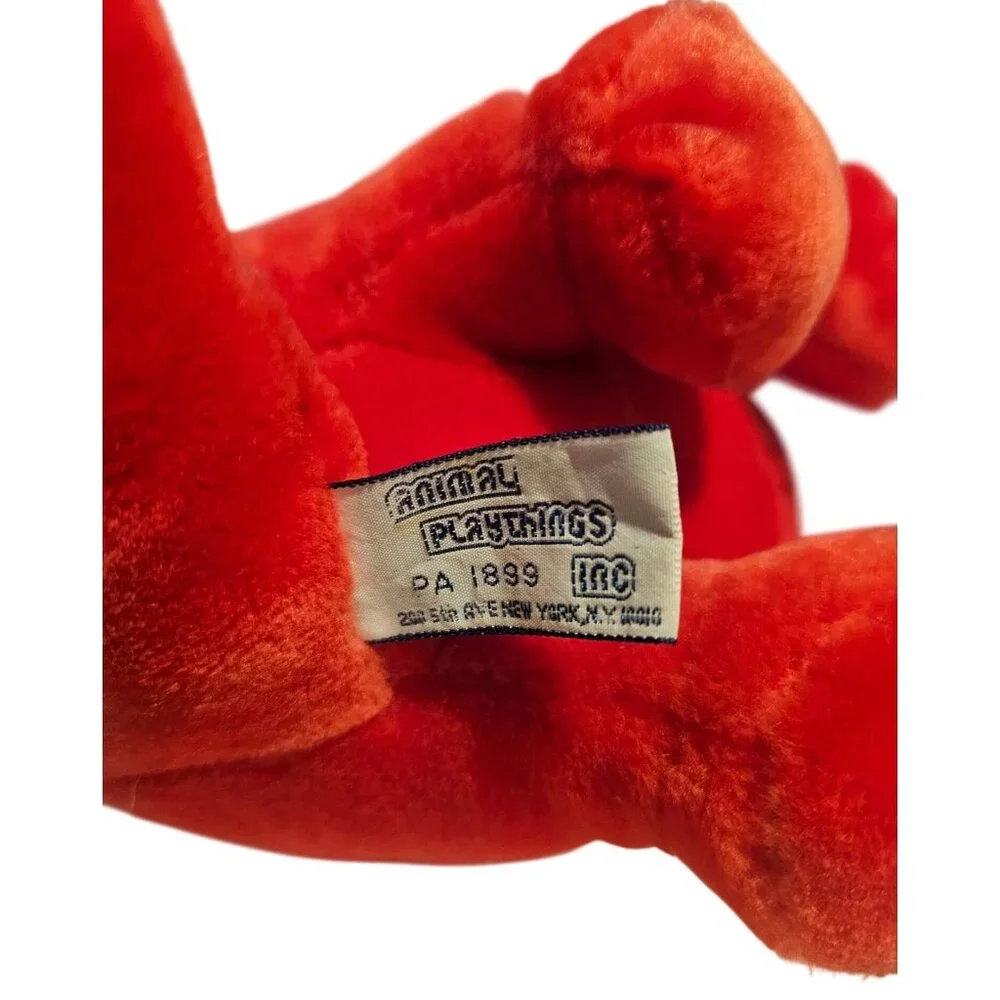 Animal Playthings Red Dinosaur Plush Triceratops Vintage Stuffed Animal 13